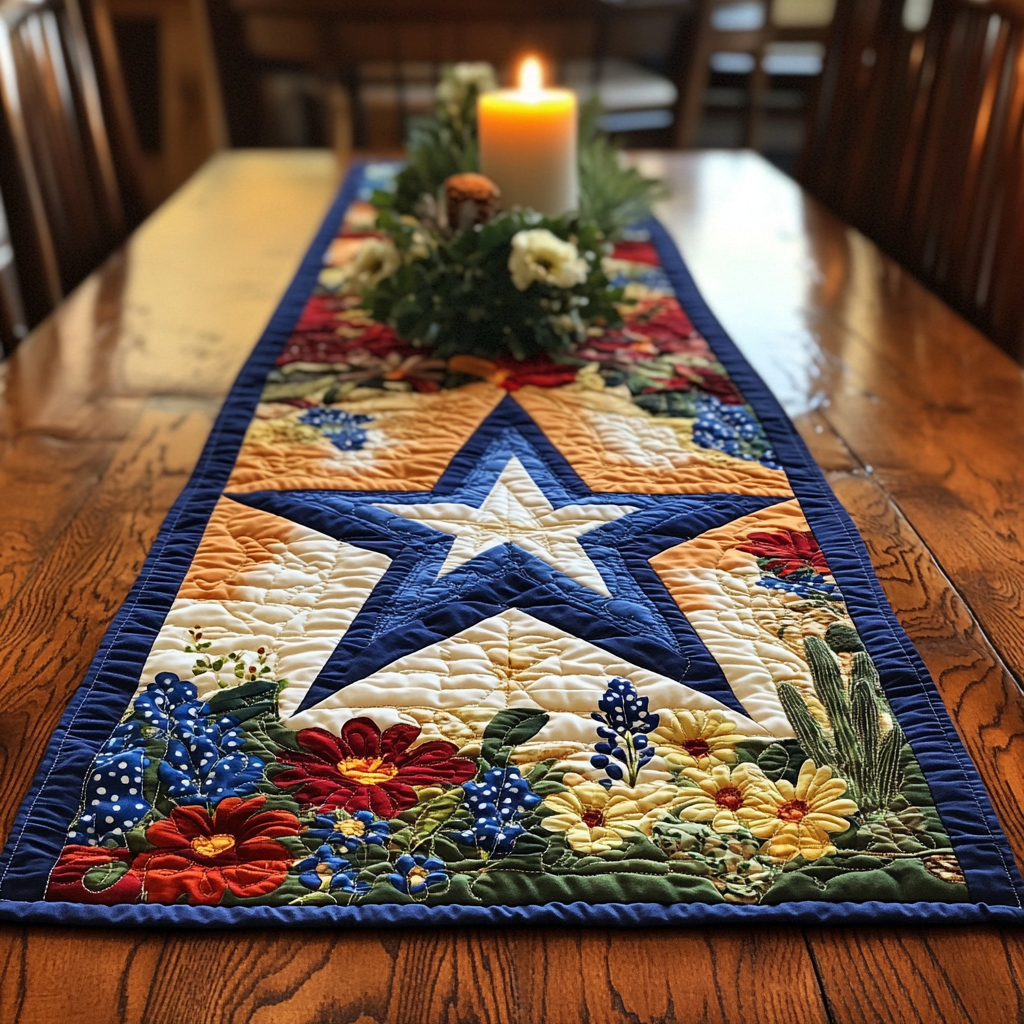 Blauer Stern Glockenblumen Tischläufer