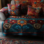 Boho Blütenwiese Sofaüberwurf