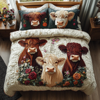 Blühende Highlandrinder 3-teiliges Bettwäsche-Set