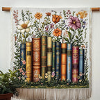 Botanisches Bücherregal Blüten Gewebt Sofadecke