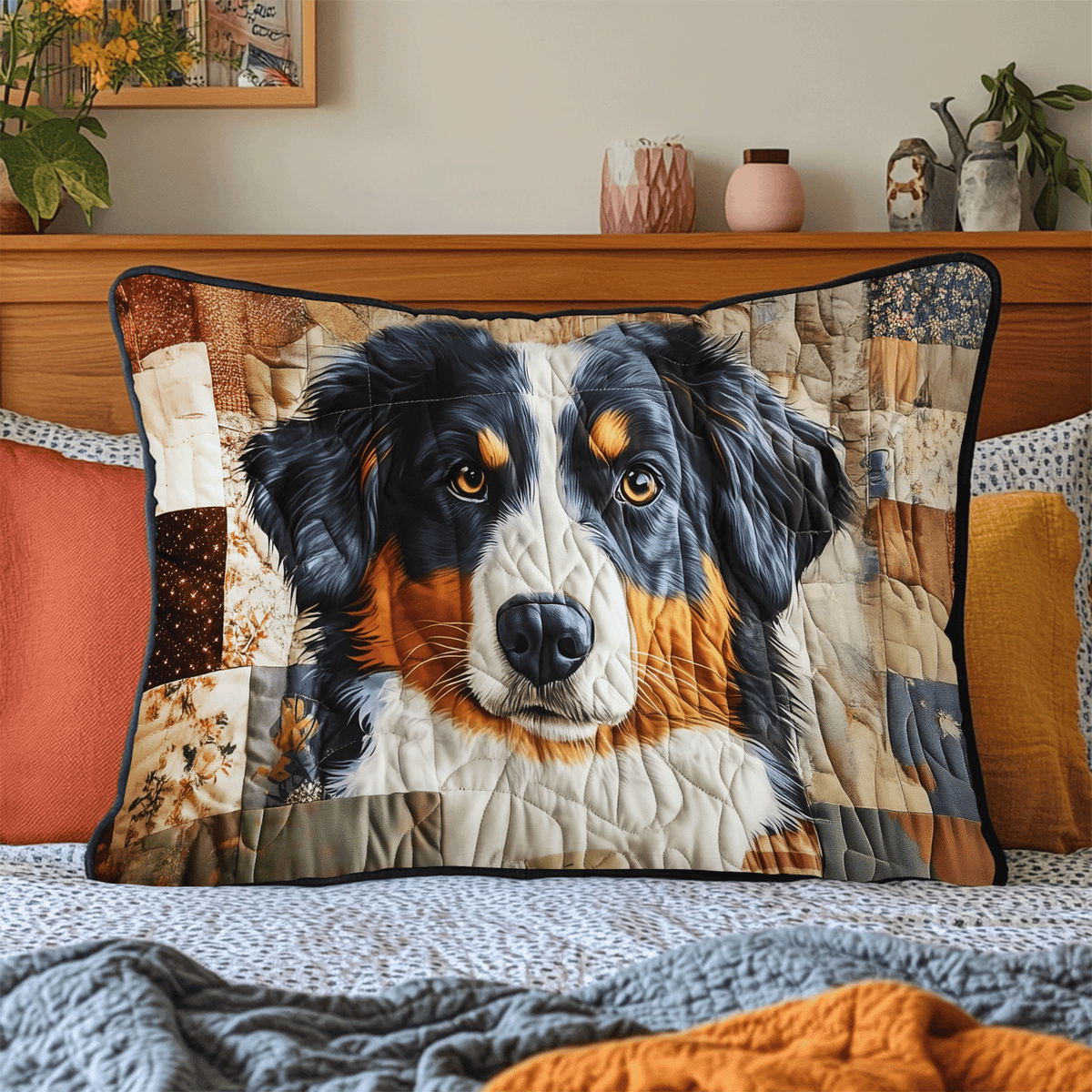 Australian Shepherd Porträt Kissenbezug