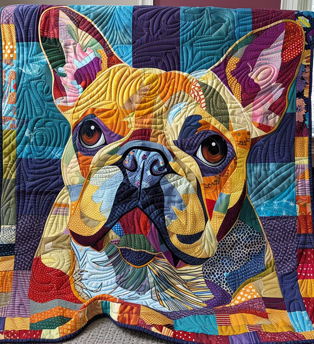 Bunter Französischer Bulldoggen Decke