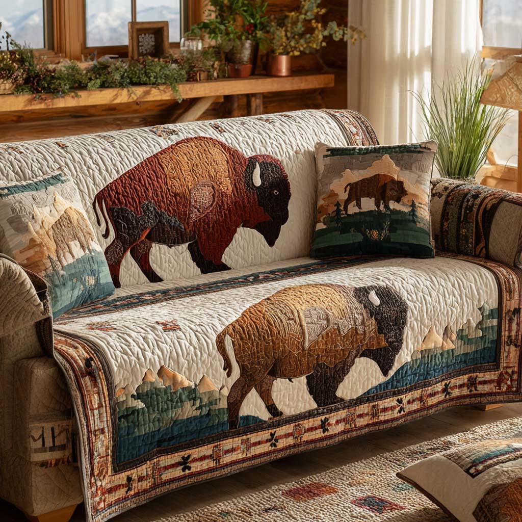 Bison Prärie Ethno Sofaüberwurf