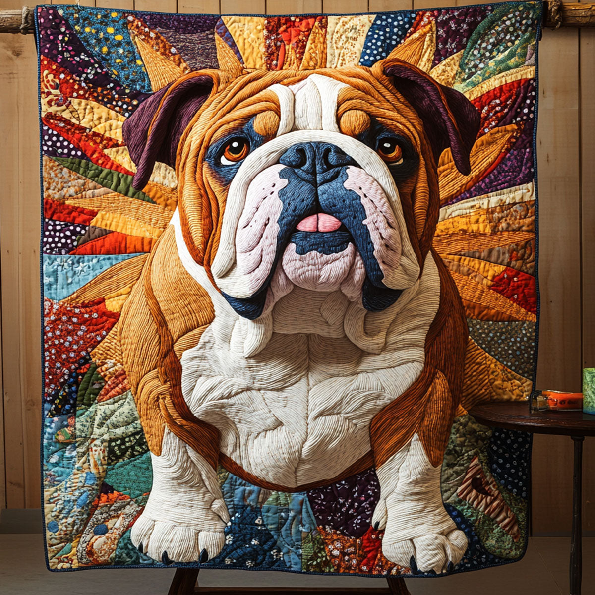 Stolze Bulldogge Sonnenstrahlen Decke
