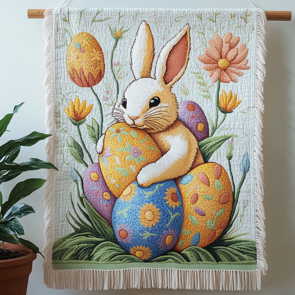 Osterhase Eierumarmung Gewebt Sofadecke