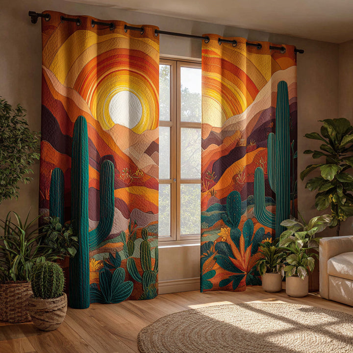 Kaktus Sonnenuntergang Blüten Vorhänge