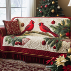 Rote Kardinäle Weihnachten Sofaüberwurf