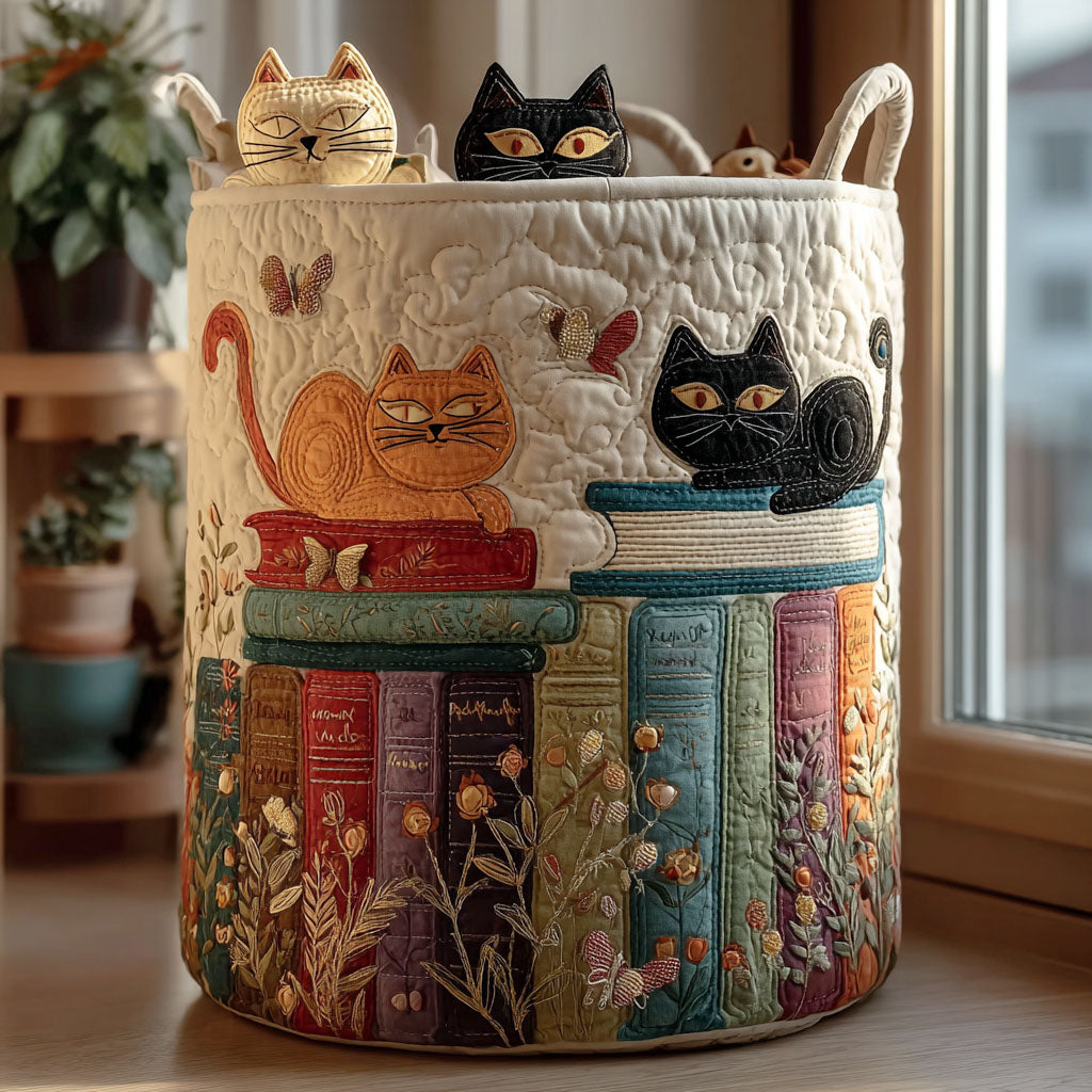 Katzen an den Büchern Wäschekorb
