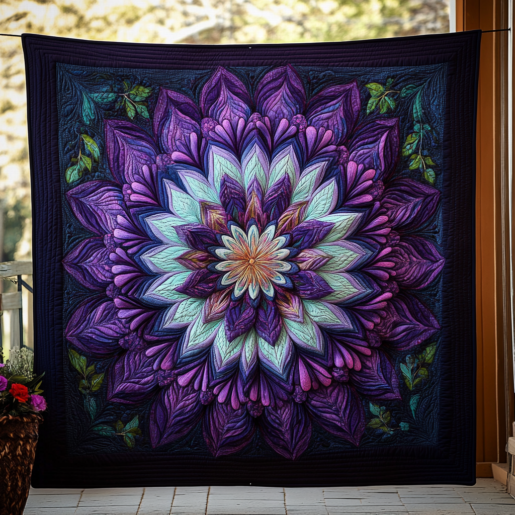 Violette Mandalablüte Decke