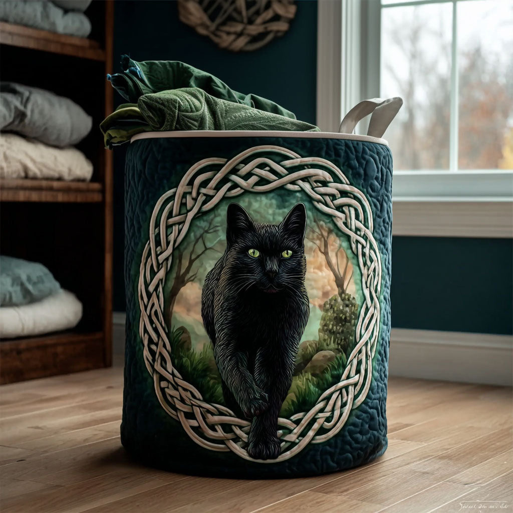 Keltische Schwarze Katze Wäschekorb