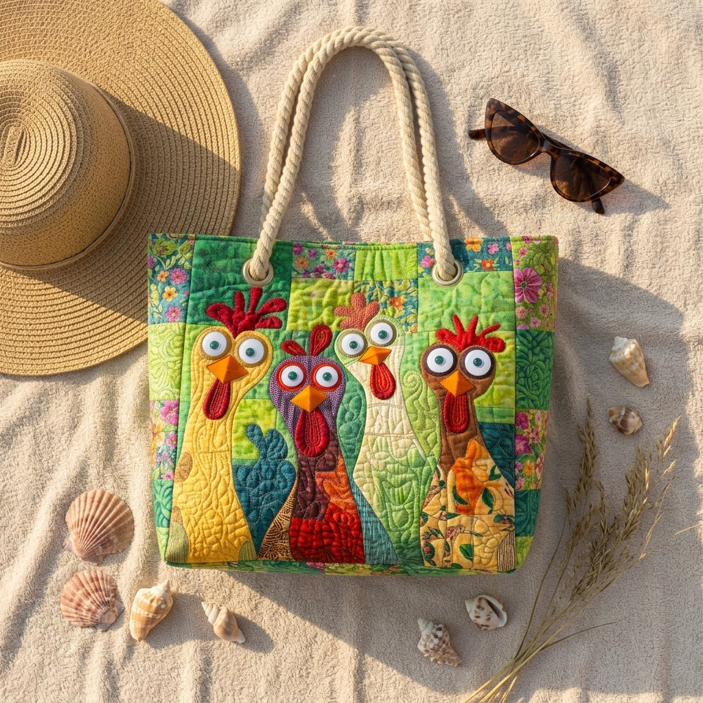Strandtasche - Hühner auf Abenteuer
