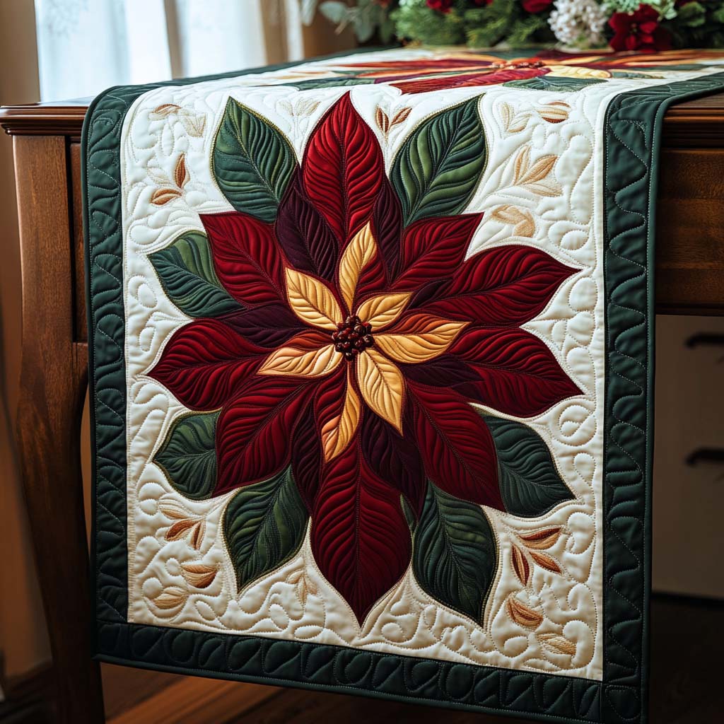 Roter Weihnachtsstern Blüte Tischläufer