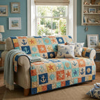 Maritimes Strand Patchwork Sofaüberwurf