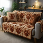Braune Pfoten Patchwork Sofaüberwurf