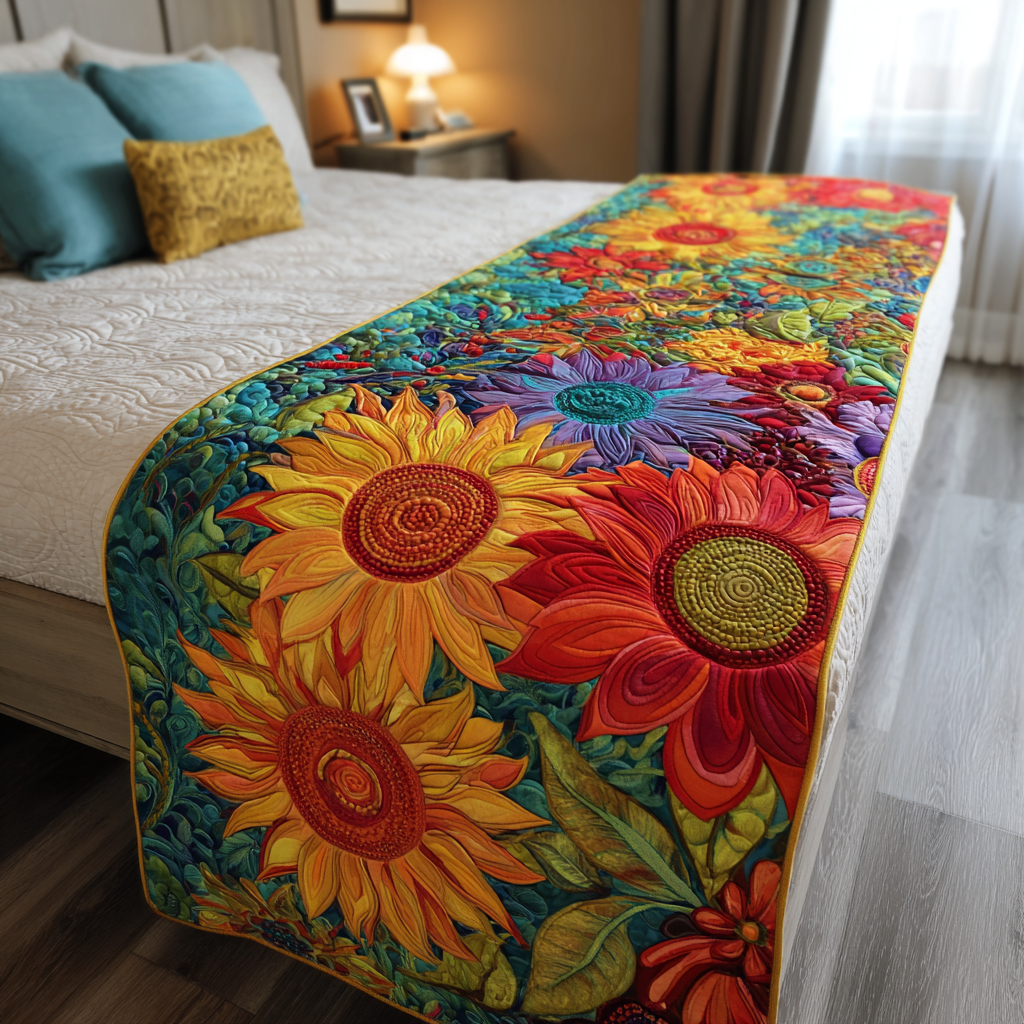 Bunte Sonnenblumen Bettläufer