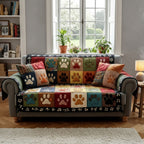 Buntes Pfoten Patchwork Sofaüberwurf