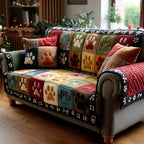 Buntes Pfoten Patchwork Sofaüberwurf