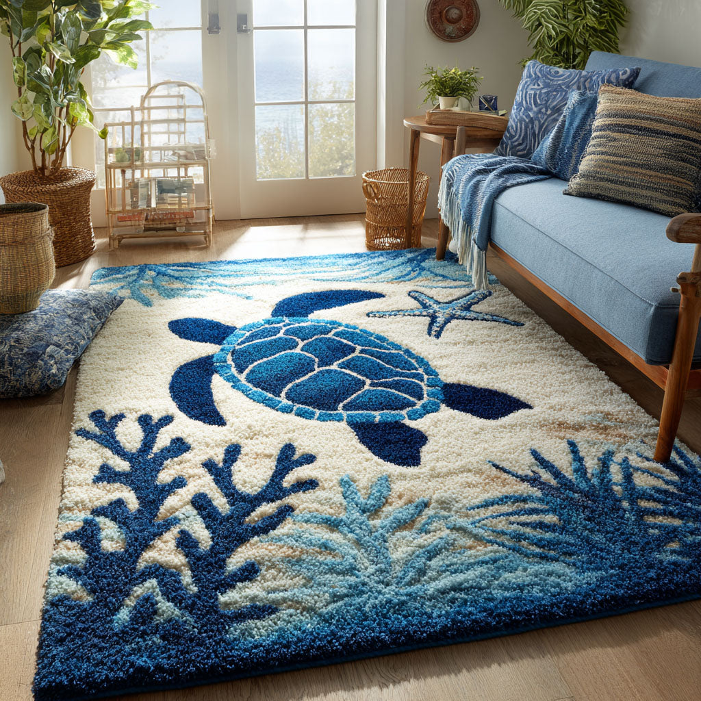 Blaue Korallenschildkröte Teppich