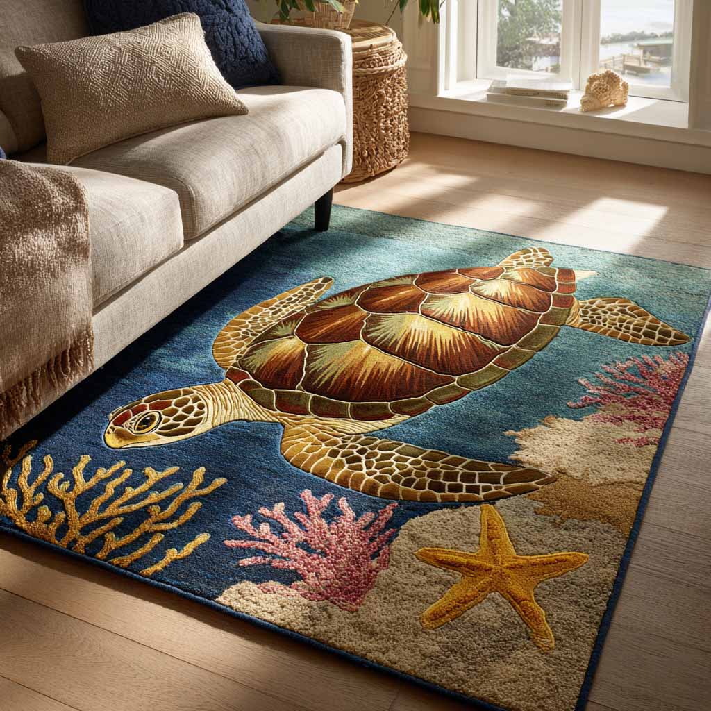 Korallen Schildkrötenwächter Teppich