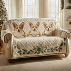 Corgis Blütenwiese Sofaüberwurf