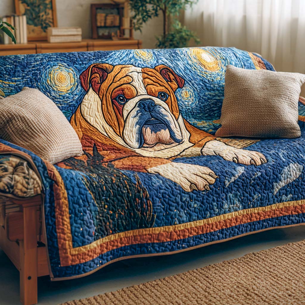 Schlafende Bulldoggen Patchwork Sofaüberwurf
