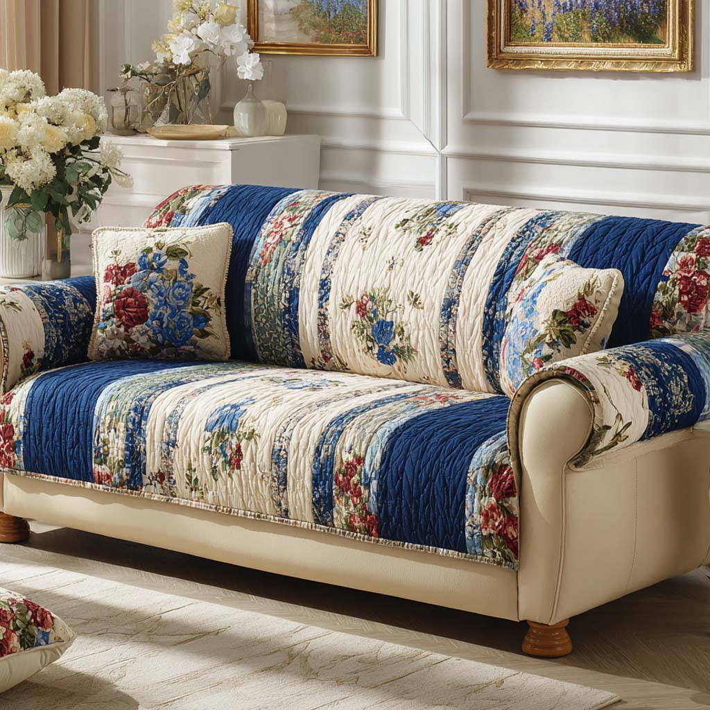 Americana Blüten Patchwork Sofaüberwurf