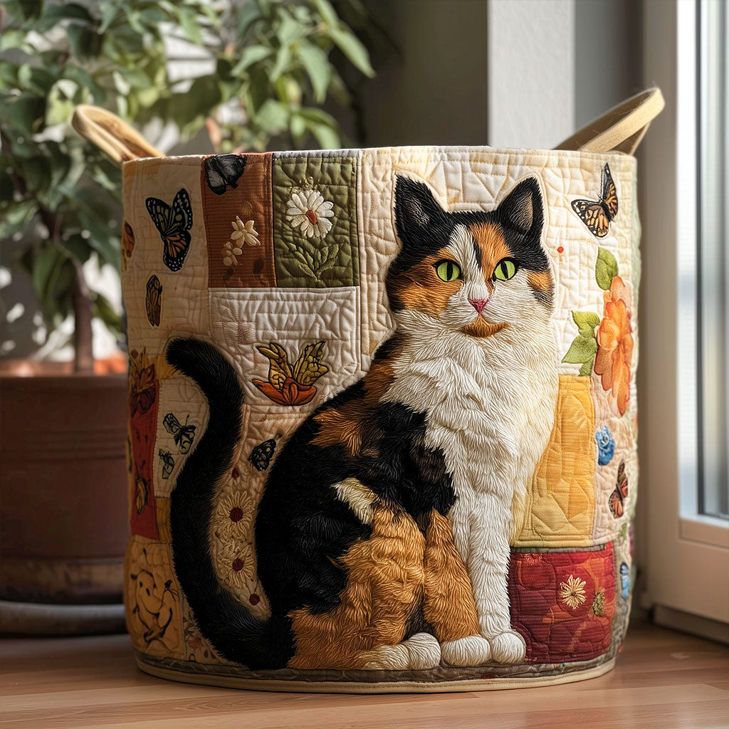 Schwarz-Weisse Katze Wäschekorb
