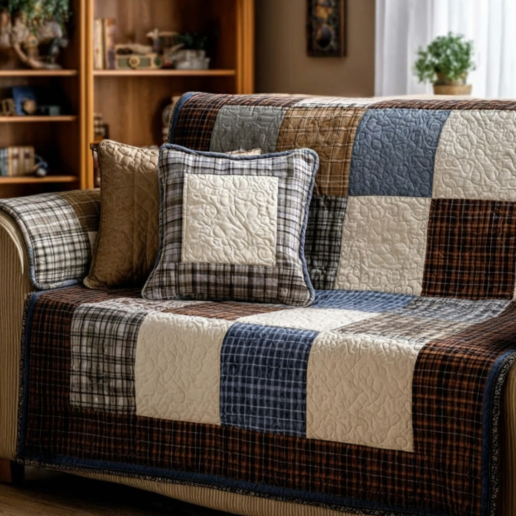Country Pfoten Karo Sofaüberwurf
