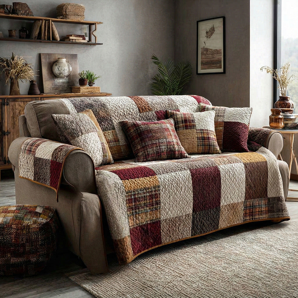Rustikales Bauernhof Patchwork Sofaüberwurf