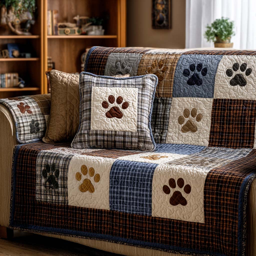 Country Pfoten Karo II Sofaüberwurf