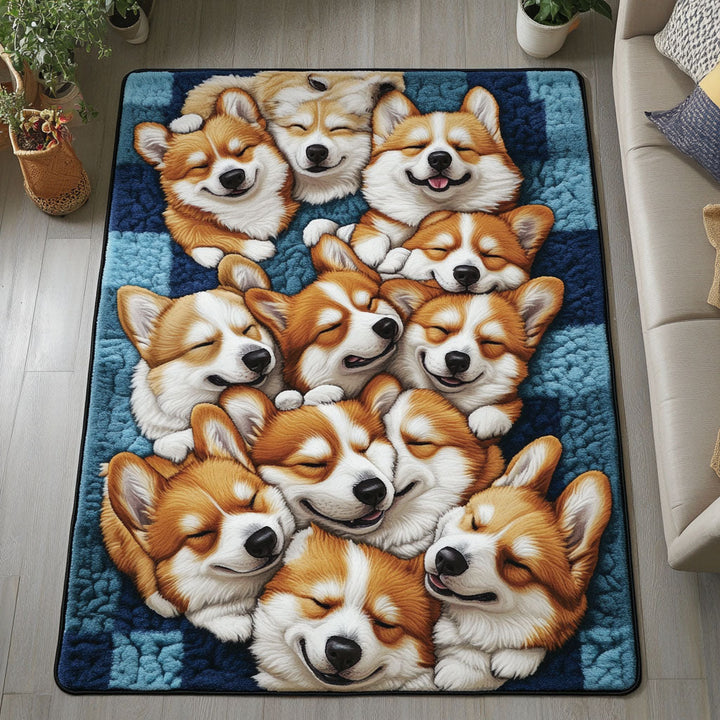 Gemütliches Corgi Schläfchen Teppich