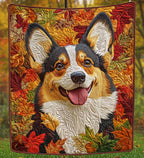 Gemütlicher Corgi Herbstlaub Decke