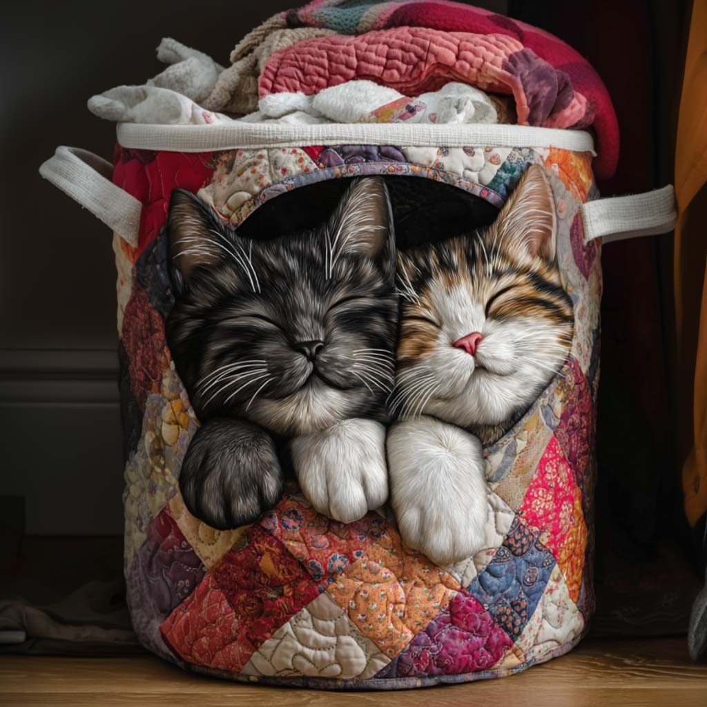 Schlafende Katzen Wäschekorb