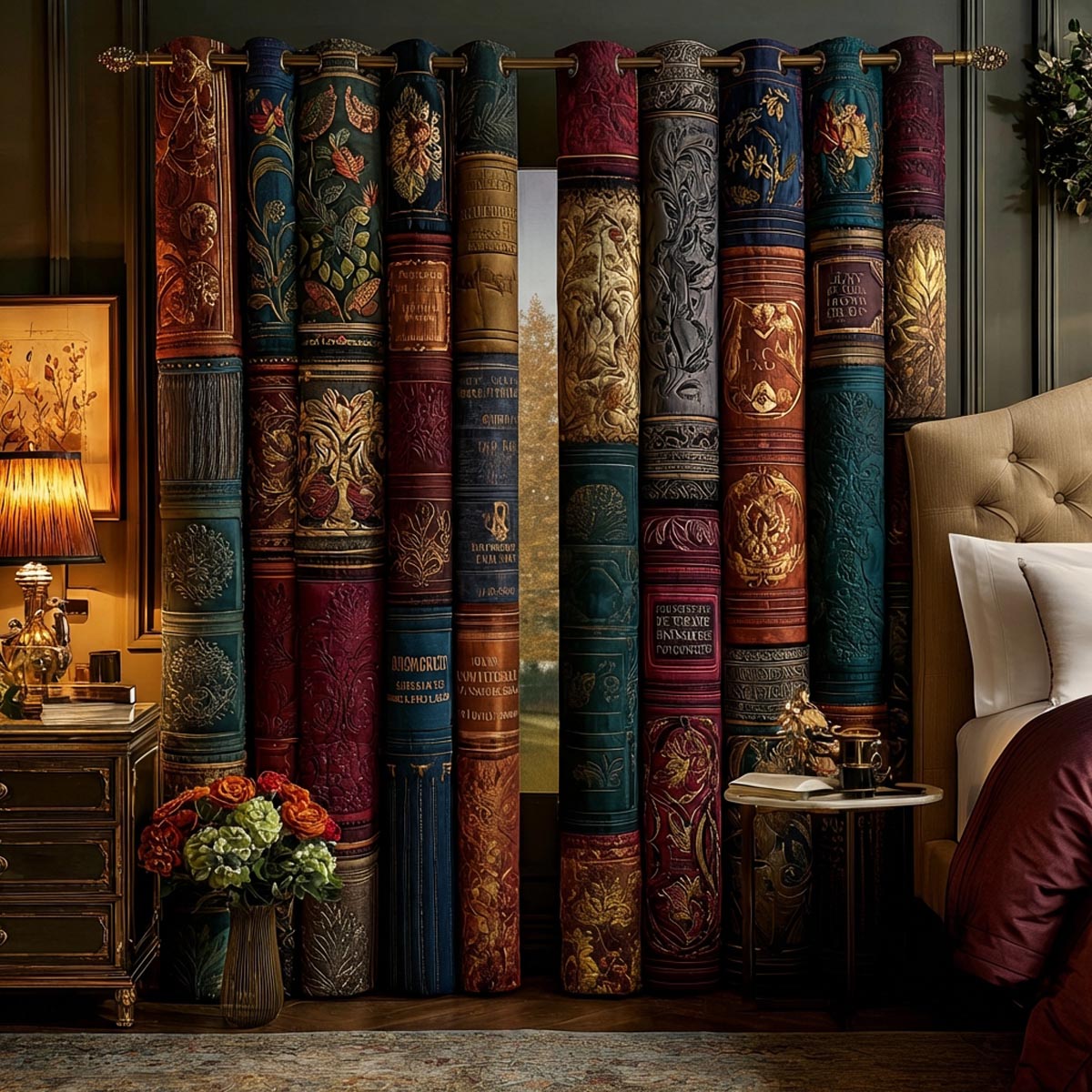 Gemütliche Bibliothek Vorhänge