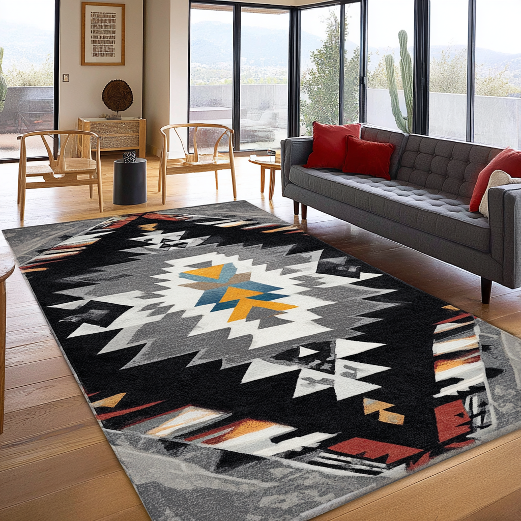 Leuchtend Rotes Muster Echo Teppich