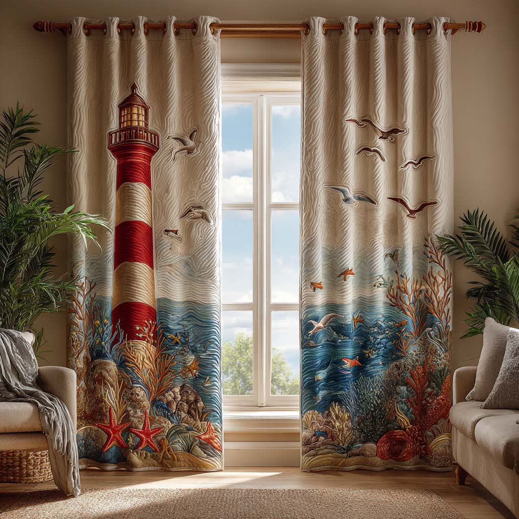 Leuchtend Roter Leuchtturm Vorhänge