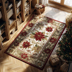 Leuchtend Rote Weihnachtsstern Bordüre Teppich