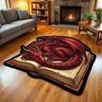 Roter Drache Bücherstapel Sonderform Decke