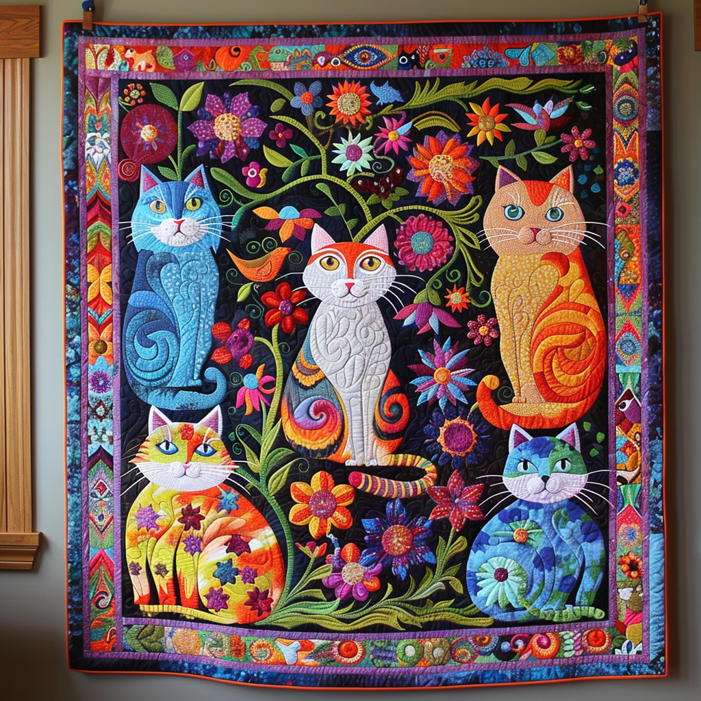 Süsse Bunte Katzen Decke