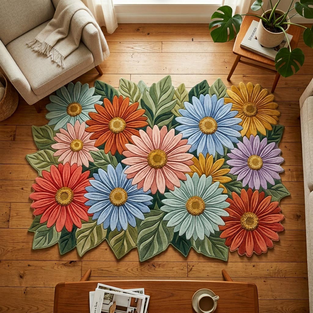 Bunte Margeritenblüten Sonderform Decke