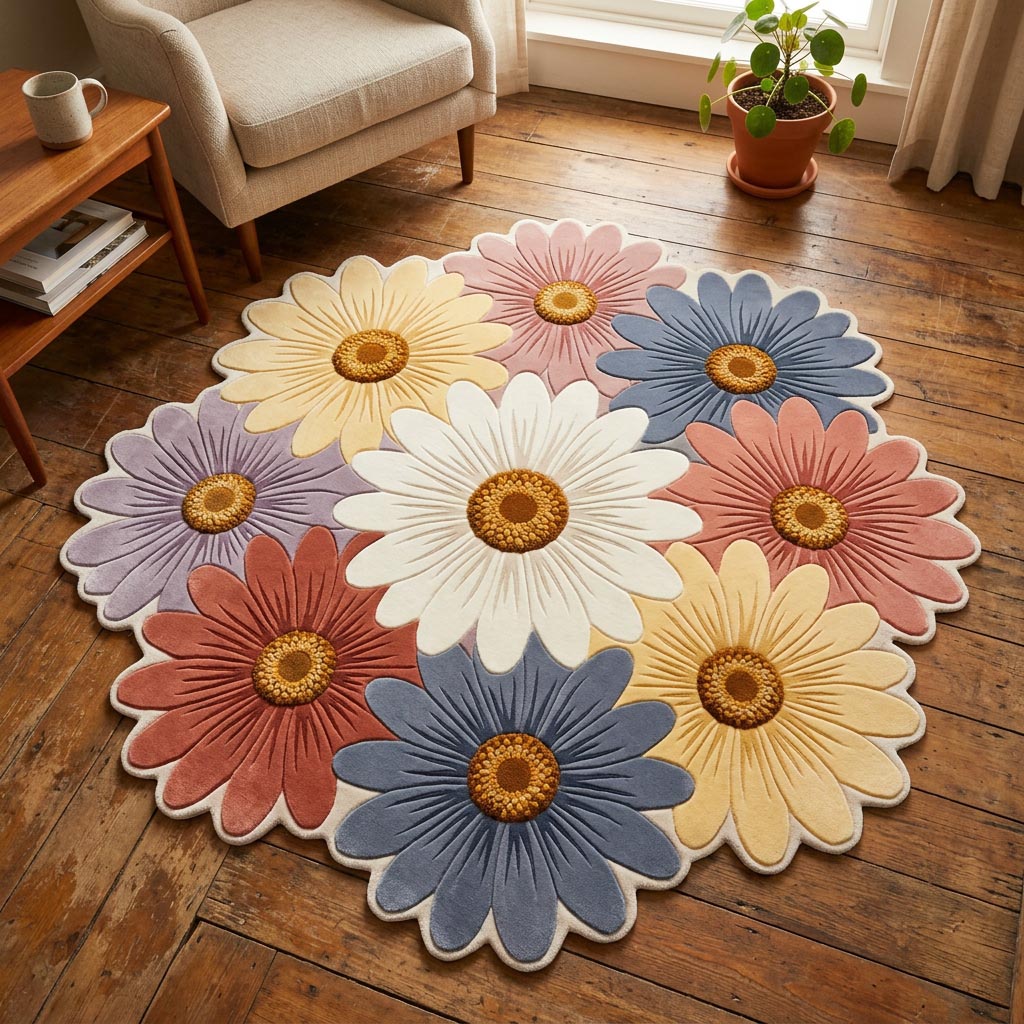Buntes Margeritenfeld Sonderform Decke