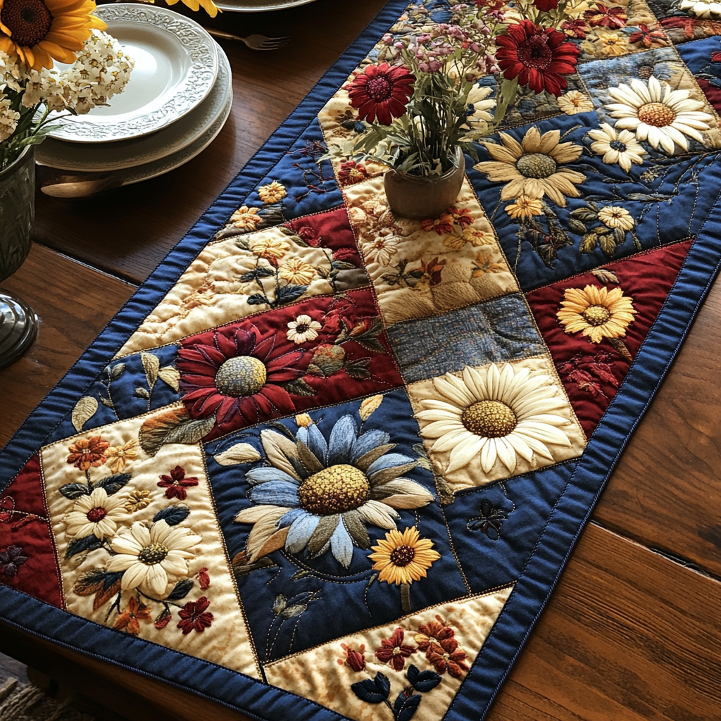 Margeriten Patchwork Blütenparade Tischläufer