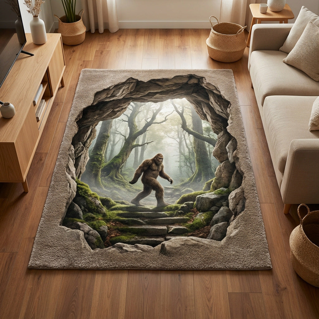 Dunkle Waldfußspur Teppich