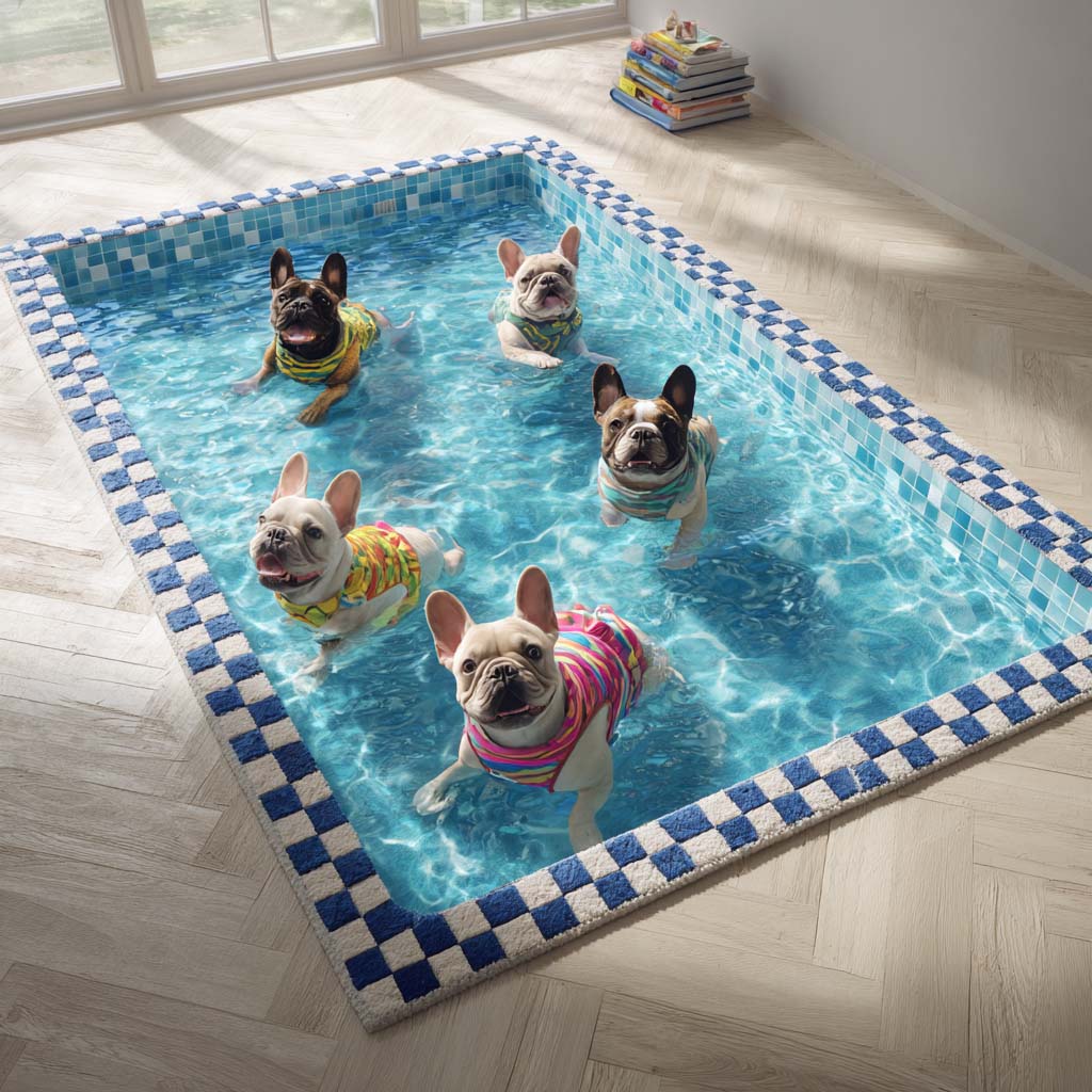 Tauchende Französische Bulldoggen Teppich