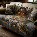 Waldhütte Tannenwald Sofaüberwurf