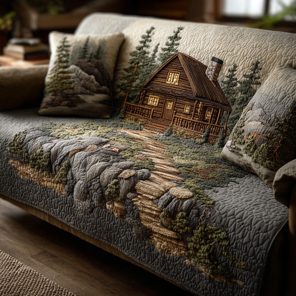 Waldhütte Tannenwald Sofaüberwurf