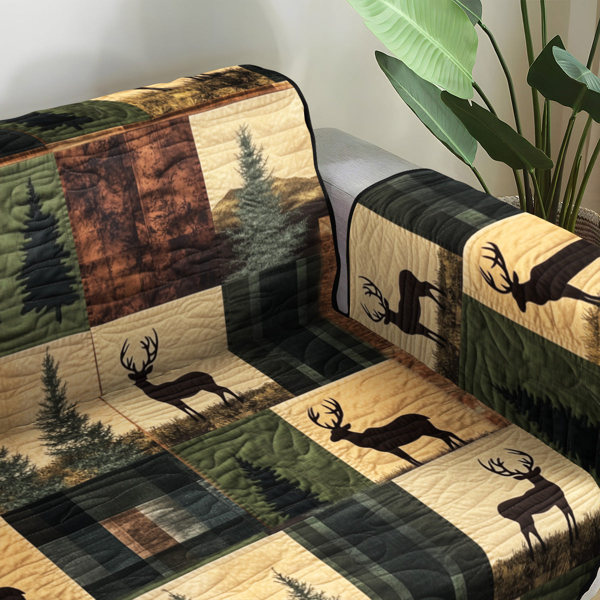 Hirsch Waldtal Karo Sofaüberwurf