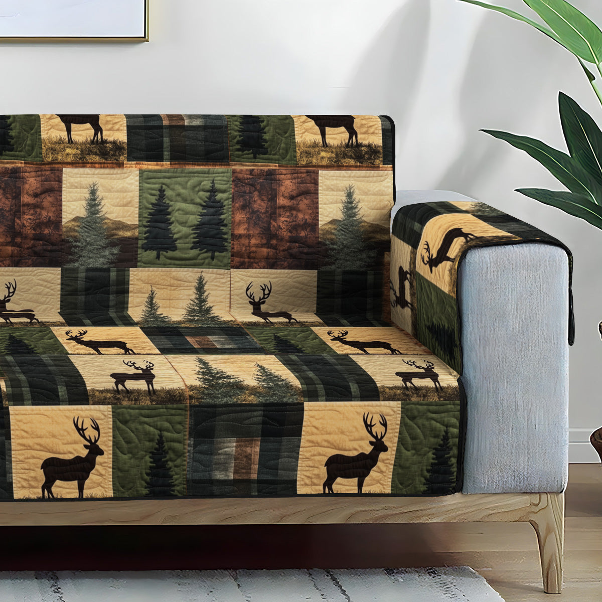 Hirsch Waldtal Karo Sofaüberwurf