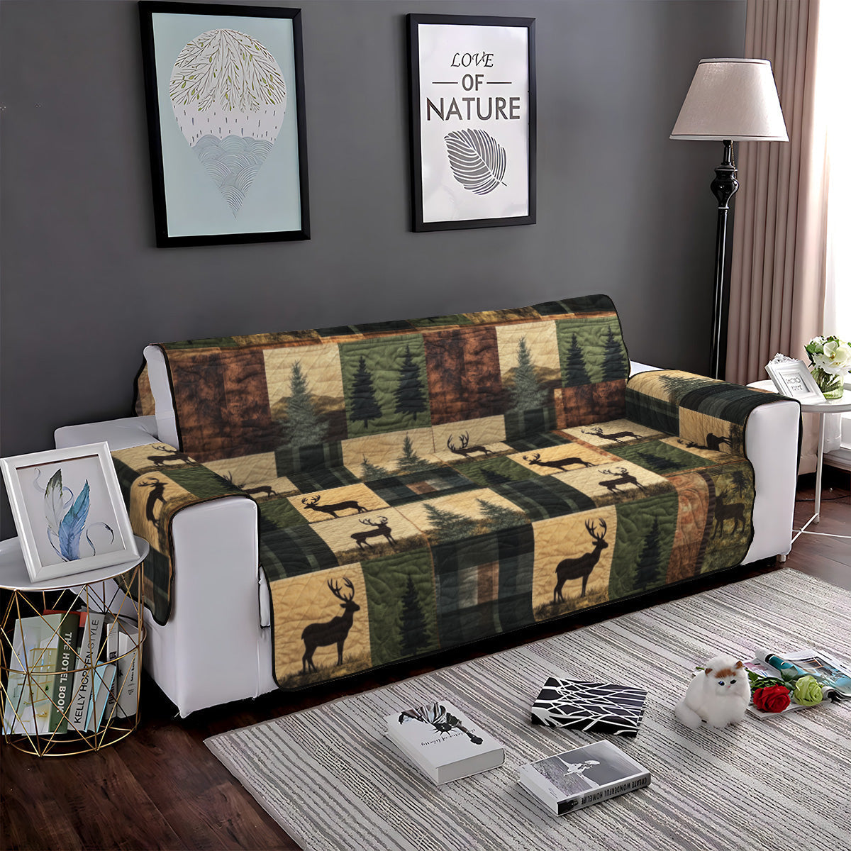Hirsch Waldtal Karo Sofaüberwurf