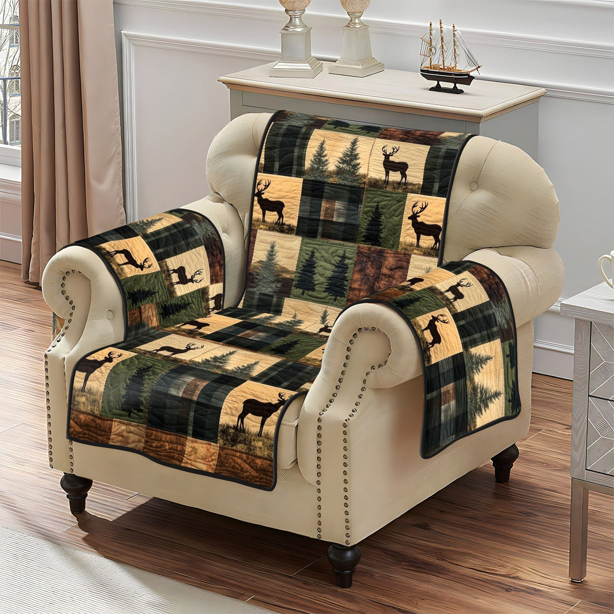 Hirsch Waldtal Karo Sofaüberwurf